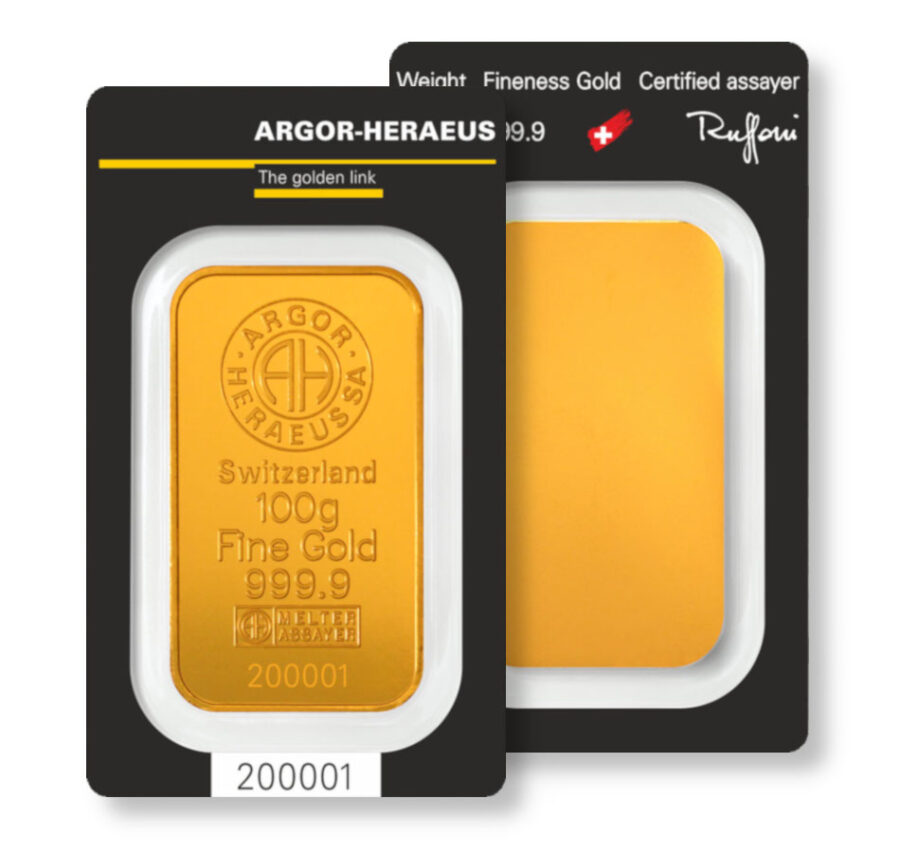 Lingotto Gr. 100 Oro 999,99/000 Hargor-Heraeus in Blister.<br>SPEDIZIONE GRATUITA - immagine 5